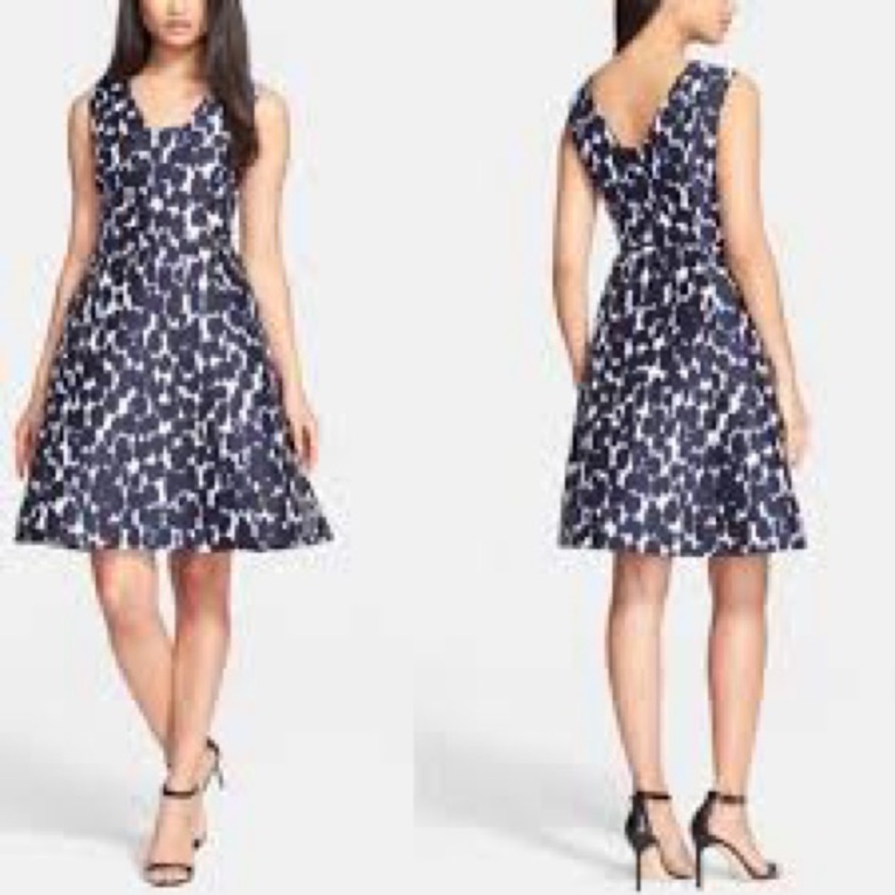 kate spade Navy and White Floral Fit-and-Flare Mini Dress